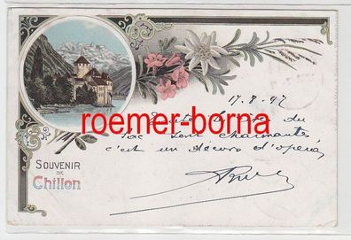 73708 Ak Lithographie Souvenir de Chillon 1897