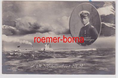 85125 Ak S.M. Unterseeboot 'U9' Kommandant Weddigen um 1915