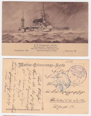 95660 AK S.M. Linienschiff 'Wörth' auf hoher See, deutsche Marine 1915