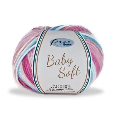 50 g Baby Soft von Rellana Nr. 102 rosa-blau-pink-beige