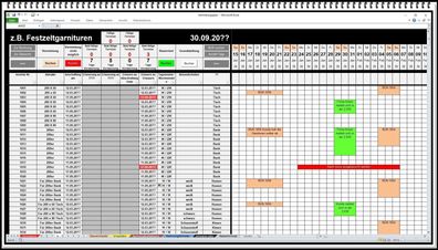Belegungsplan Vermietungsplan Verleih Software Catering Maschinenbelegung Excel