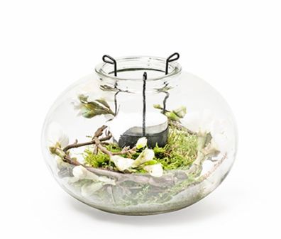 Glas Windlicht Teelicht Einsatz Tisch Deko Vase Haus Garten Terrasse H.10,5 cm
