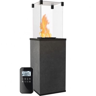 KRATKI Gaskamin PATIO MINI Quarzstein Blend Nero Gasheizgerät 4-8,2 kW