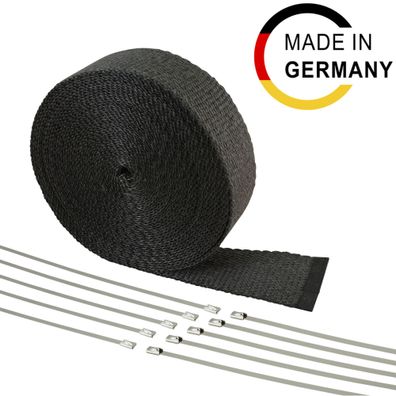 10m Hitzeschutz Band - 50mm Fiberglas Auspuff Krümmer Turbo Heat Wrap Schwarz