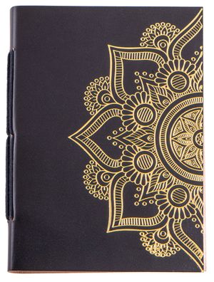 Schreibbuch Mandala blau gold Leder 18 x 13 cm Tagebuch Notizbuch