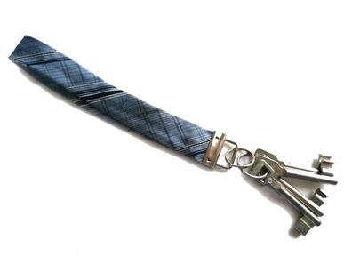 Krawatte Schlüsselanhänger Miniblings Upcycling Unikat Schlüsselband silber