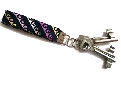 Krawatte Schlüsselanhänger Miniblings Upcycling Unikat Schlüsselband lila gelb