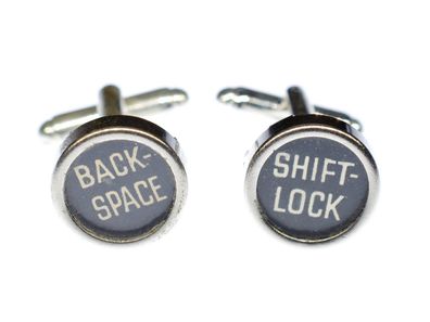 Backspace Shiftlock + Box Manschettenknöpfe Schreibmaschinentaste Taste schwarz