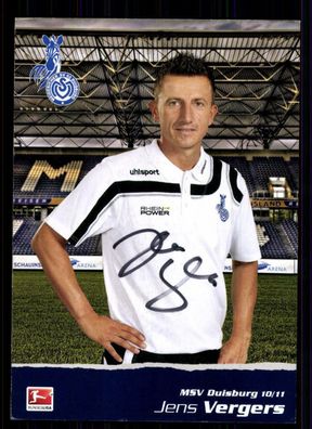 Jens Vergers Autogrammkarte MSV Duisburg 2010-10 Orignal Signiert+ A 216004