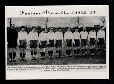 Fortuna Düsseldorf Mannschaftskarte 1936-37