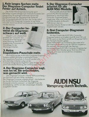 Originale alte Reklame Werbung Audi 80 100 Ro 80 v. 1973