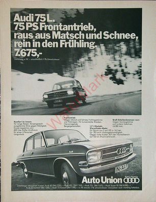 Originale alte Reklame Werbung Audi 75 L v. 1969