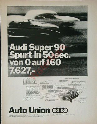 Originale alte Reklame Werbung Audi 90 v. 1968 (4)