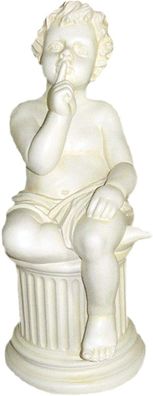Statue Bub auf Säule Stille Ruhe Figur Hand bemalt Kunst Liebevoll Büste