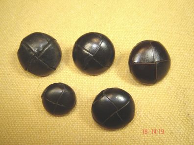 5 Stück Lederknopf echt Leder schwarz verschiedene Größen Lederknopf