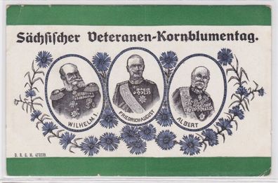 47220 Ak Sächsischer Veteranen-Kornblumentag Wilhelm I. Friedrich-August Albert