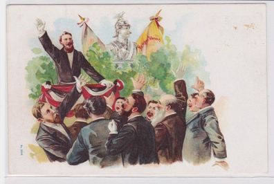 91292 Patriotika Ak Kriegerverein Mitglieder huldigen Kaiser Wilhelm um 1900