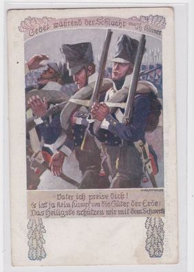 66680 Ak Befreiungskriege Gebet während der Schlacht von Th. Körner um 1913