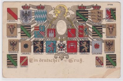 93667 Wappen Ak Ein deutscher Gruß Adler und Wappen um 1920