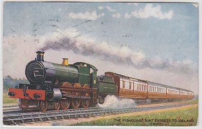 69054 Ak The Fishguard Boat Express to Ireland Dampflokomotive um 1910