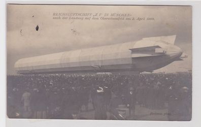 89524 Ak Reichsluftschiff 'Z I' in München nach Landung auf Oberwiesenfeld 1909