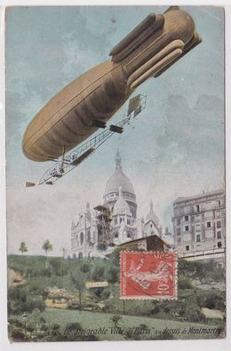55997 Ak Das Luftschiff 'Ville de Paris' oberhalb von Montmartre Paris 1912