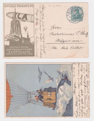 52907 Ganzsachen Postkarte Internat. Luftschiffahrt Ausstellung Frankfurt 1909