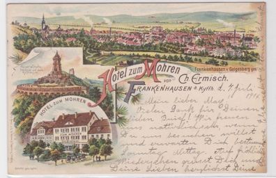 90600 Ak Lithographie Frankenhausen am Kyffhäuser Hotel zum Mohren 1914