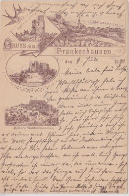 87698 Vorläufer Ak Gruß aus Frankenhausen Kyffhäuser usw. 1893