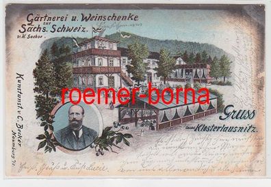 74211 Ak Litho Klosterlausnitz Gärtnerei u. Weinschenke zur Sächs. Schweiz 1903