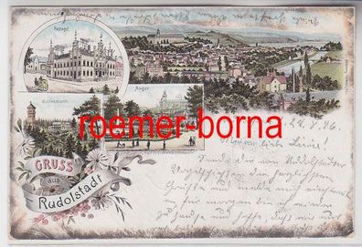 73316 Ak Lithografie Gruss aus Rudolstadt Post, Totale, Marienthurm, Anger 1897