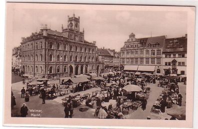 64494 Ak Weimar Markt mit Marktständen um 1930