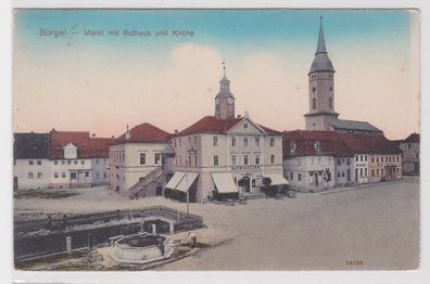 48020 Ak Bürgel Thüringen - Markt mit Rathaus und Kirche 1921
