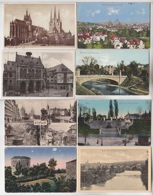 33845/8 Ak Erfurt Cyriaxburg, Stadtsparkasse, Stadtpark usw. um 1920