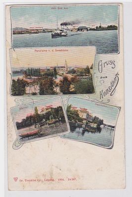 92869 Ak Gruss aus Konstanz - Inselhotel, Mainau, Panorama Seestraße 1904