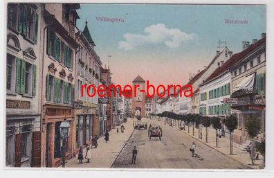 84531 Ak Villingen Rietstrasse mit Geschäften 1927