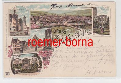 74225 Ak Lithografie Gruss aus Bad Mergentheim Karlsbad, Rathaus usw. 1899