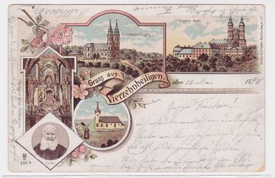 91825 AK Gruss aus Vierzehnheiligen, Schloss Banz, Altar & Vierzehnheiligen 1898