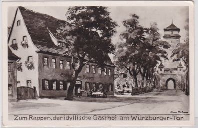 91028 Ak Rothenburg o.d. Tauber Gasthof 'Zum Rappen' 1955