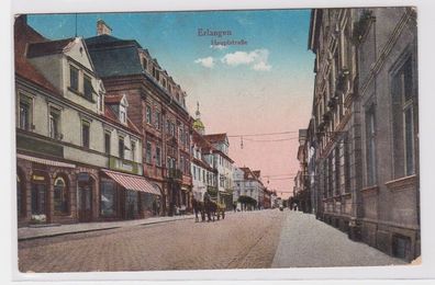 90486 Feldpost Ak Erlangen Hauptstrasse mit Geschäften 1917