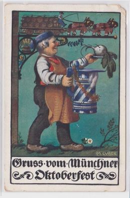 89692 Künstler-Ak Gruss vom Münchner Oktoberfest München 1912