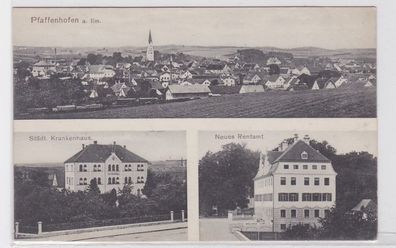 86320 Feldpost AK Pfaffenhoffen a. Ilm - Städt. Krankenhaus & Neues Rentamt 1916