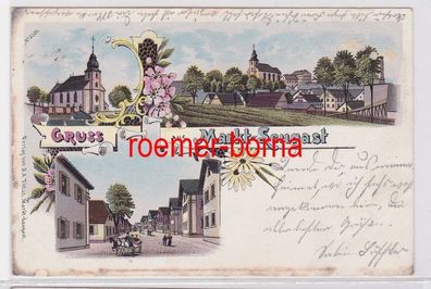 81180 Ak Lithographie Gruß aus Markt Leugast Stadtansichten 1900