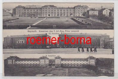 69407 Mehrbild Ak Bayreuth Kasernen 7. Inf.-Reg. Prinz Leopold um 1910