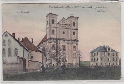 68508 Ak Wallfahrtskirche 'Maria Hilf' Fuchsmühl ((Oberpfalz) Schulhaus 1907