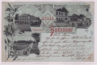 94166 Mondscheinkarte Gruß aus Bahnhof Burxdorf 1899