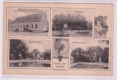 94164 Mehrbild Ak Gruß aus Zechin (Oderbruch) Materialwarengeschäft usw. 1916