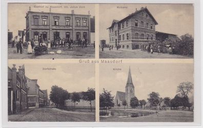 93437 Mehrbild Ak Gruß aus Maasdorf Gasthof, Molkerei, Dorfstraße usw. 1910