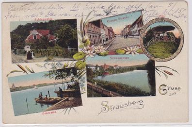 92478 AK Gruss aus Strausberg - Schlagmühle, Pilz, Panorama & Schwanensee 1926