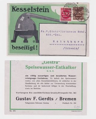 49268 Werbe Postkarte Fa. G. F. Gerdts Bremen Gestra Speisewasser Entkalker 1923